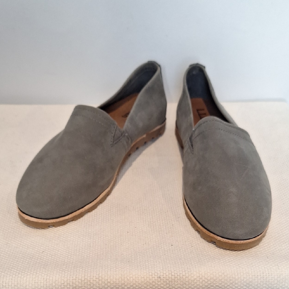 L.L. Bean Lakewash Slide On Gray Suede Loafers Size 6
